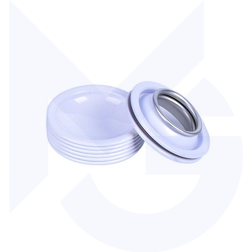 White coated aerosol can lids